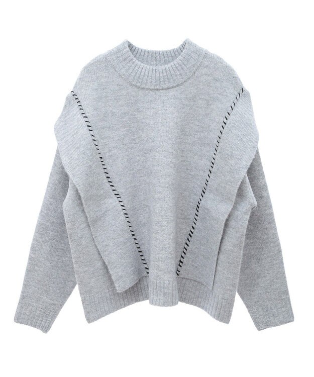 CRAFT STANDARD BOUTIQUE 洗える/ハンドステッチデザインニットプルオーバー Gray Mixture