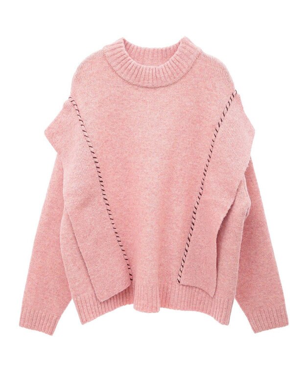 CRAFT STANDARD BOUTIQUE 洗える/ハンドステッチデザインニットプルオーバー Pink