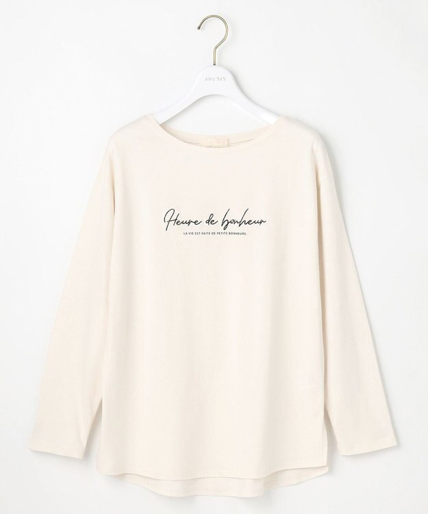 ANY SIS 【洗える】ラメ刺繍長袖 Tシャツ アイボリー