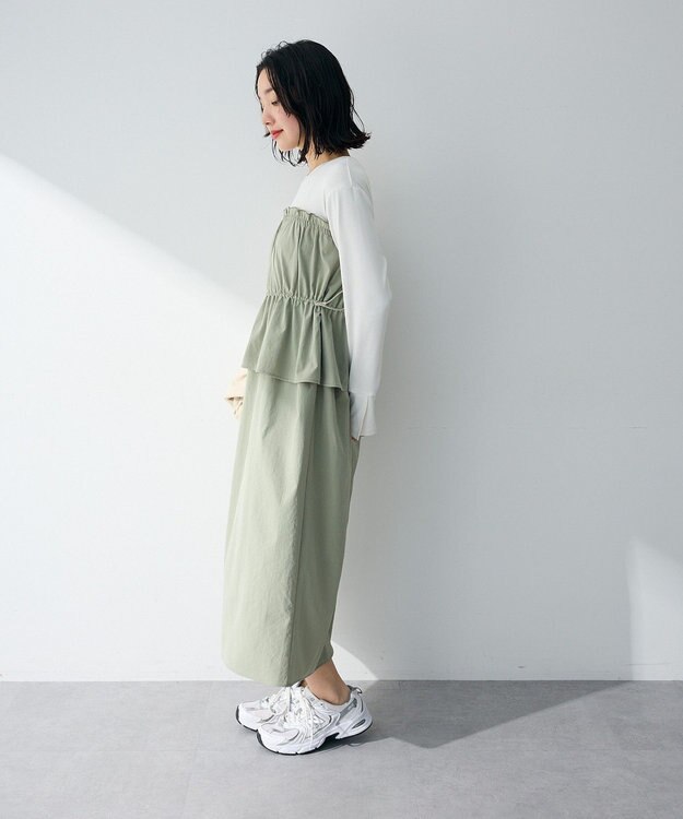 Green Parks ペプラムドッキングワンピース Khaki