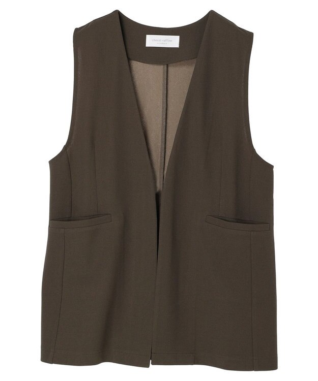 Green Parks 着流しカットジョーゼットジレ Khaki
