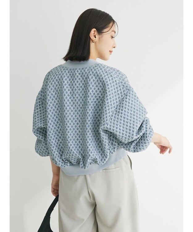 Green Parks ・ＳＵＧＡＲ　ＳＰＯＯＮ　エンボスチェックブルゾン Blue