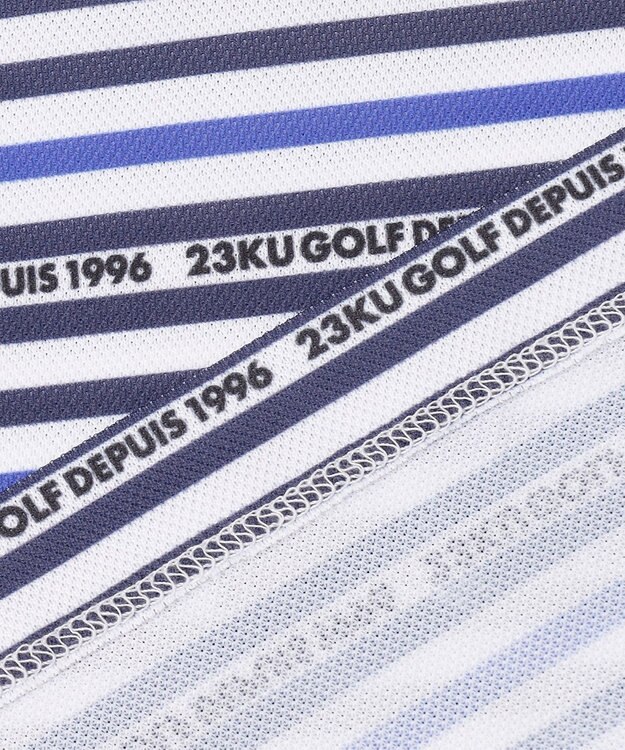 23区GOLF 【MEN】【吸水速乾・UVケア】ボーダーロゴ 半袖シャツ ネイビー系1