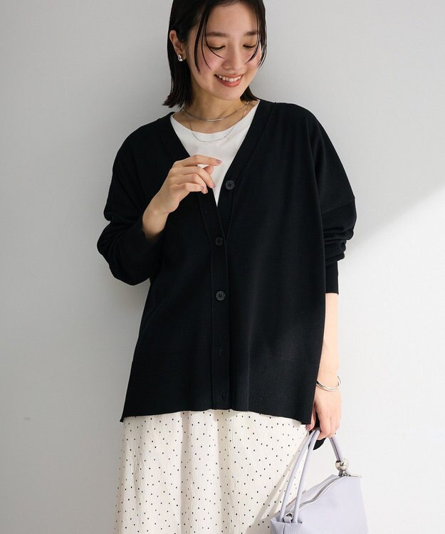 Green Parks ここちニットＶネックカーディガン Black