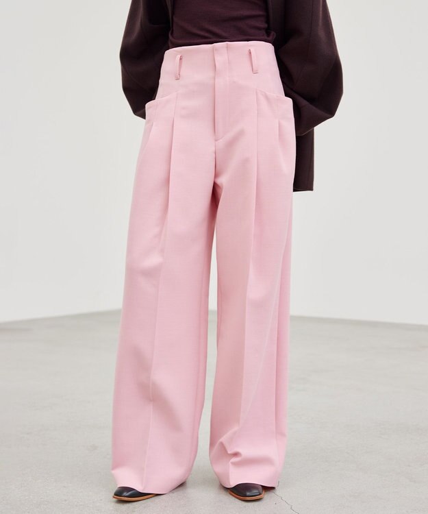 BEIGE， LAC / 2WAYストレッチワイドタックパンツ Pink