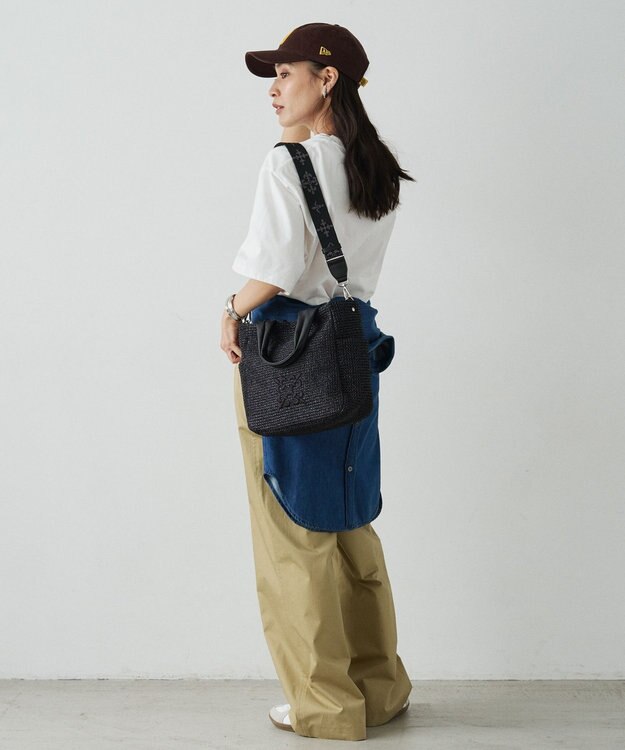russet ナイロンラフィア2WAYトートバッグ(CE-1711) Black