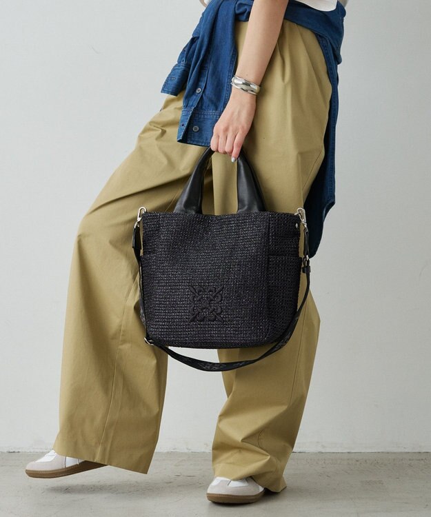 russet ナイロンラフィア2WAYトートバッグ(CE-1711) Black