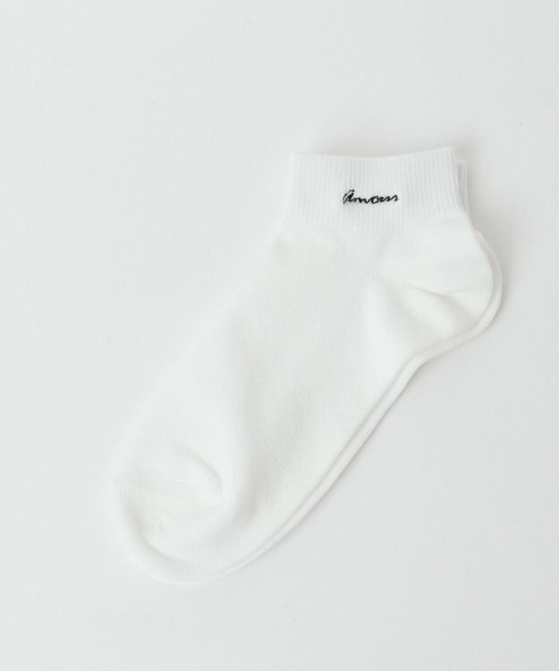 WEGO ニュアンスロゴ刺繍ショートソックス ホワイト