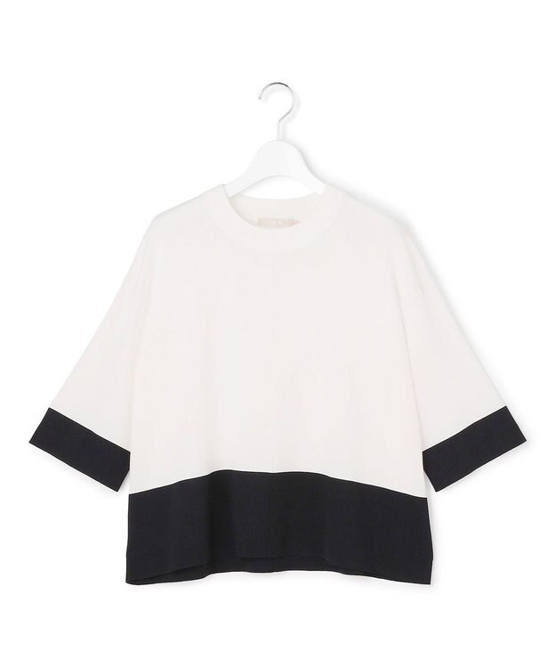 ICB 【先行予約】VIS/NYハイゲージ バイカラーニットT オフホワイト×ブラック配色