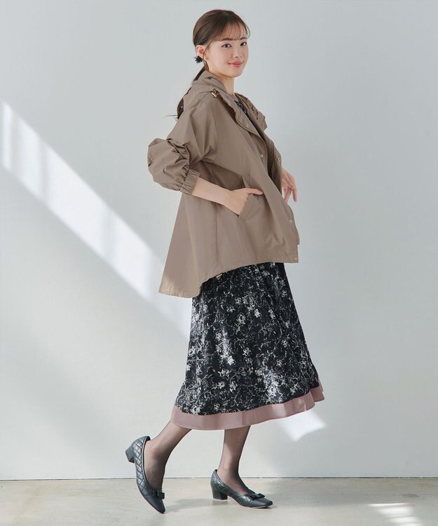 Tiaclasse L 撥水ドロストマウンテンパーカー モカ