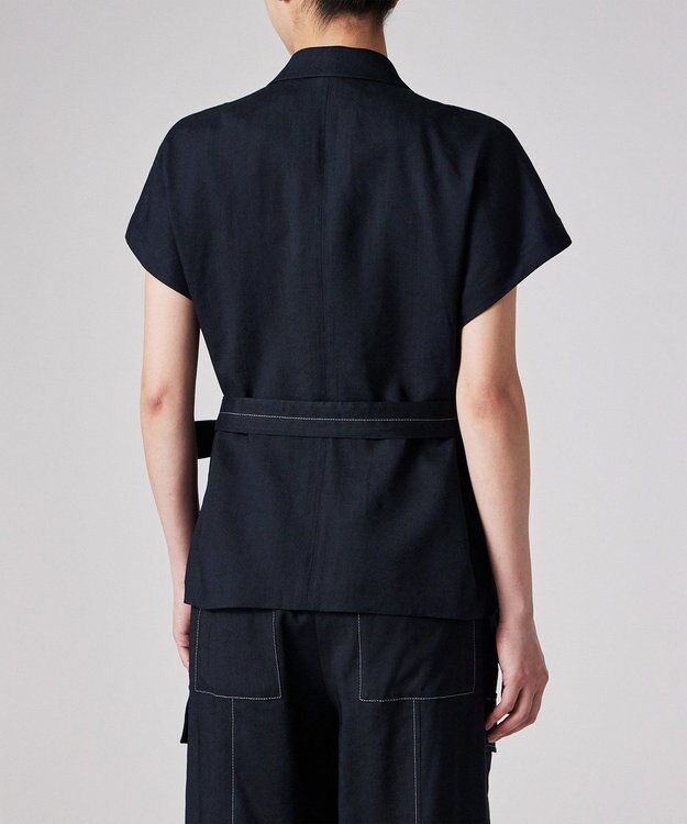 Paul Smith レーヨンリネン フレンチスリーブ ジャケット ネイビー