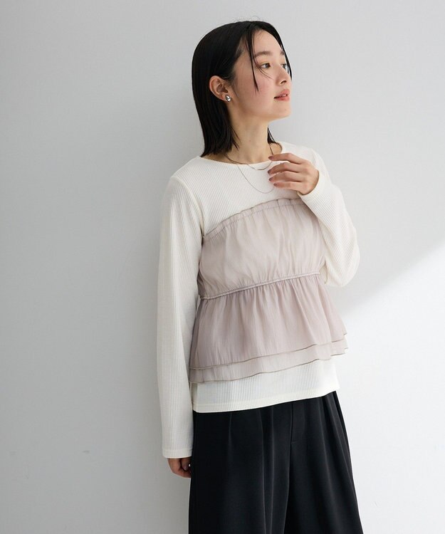 Green Parks オーガンジービスチェドッキングプルオーバー Gray