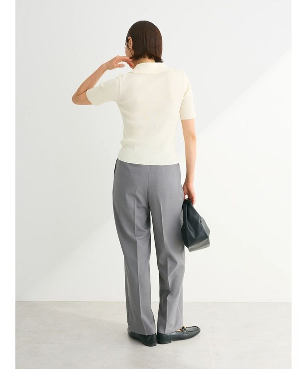 Green Parks ５分袖衿付きＺｉｐプルオーバー Ecru