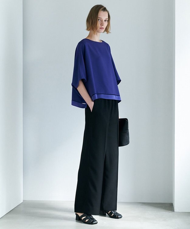 ICB 【WEB限定カラーあり】FluidBackSatin ワイドパンツ ブラック