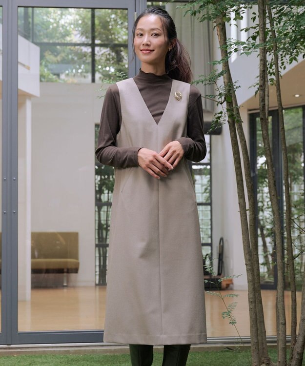 J.PRESS LADIES L ツムギートflannel ジャンパースカート ベージュ系