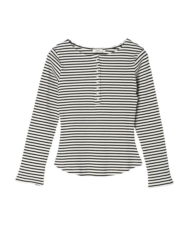 earth music&ecology パールヘンリーリブプルオーバー Border