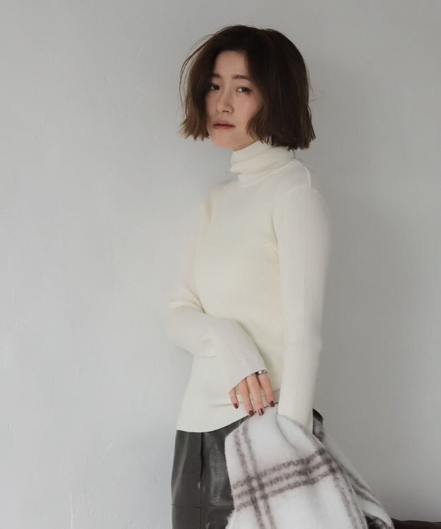WEGO 【2025年秋冬新作】リブタートルニット ホワイト