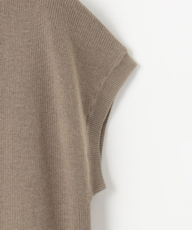 自由区 S 【カタログ掲載・洗える】ハイツイストコットンアセテート異素材コンビ ワンピース ダークサンドxサンド