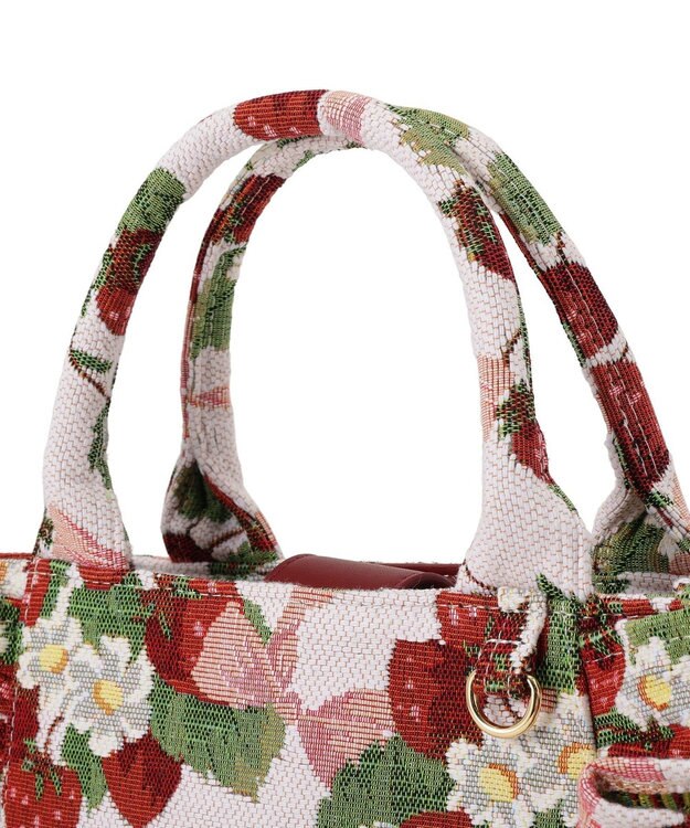Maison de FLEUR いちごゴブランフロントフリルバッグ Red