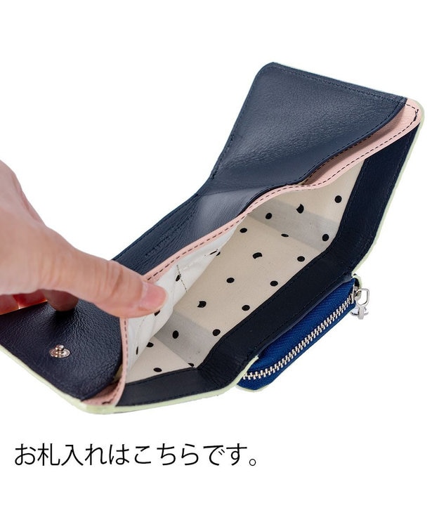 tsumori chisato CARRY キラネコフラワー 3つ折り財布 ミニ財布 ネイビー