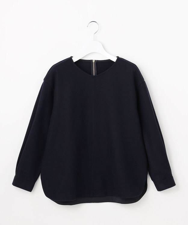 J.PRESS LADIES メルトンジャージー Vネック カットソー ネイビー系