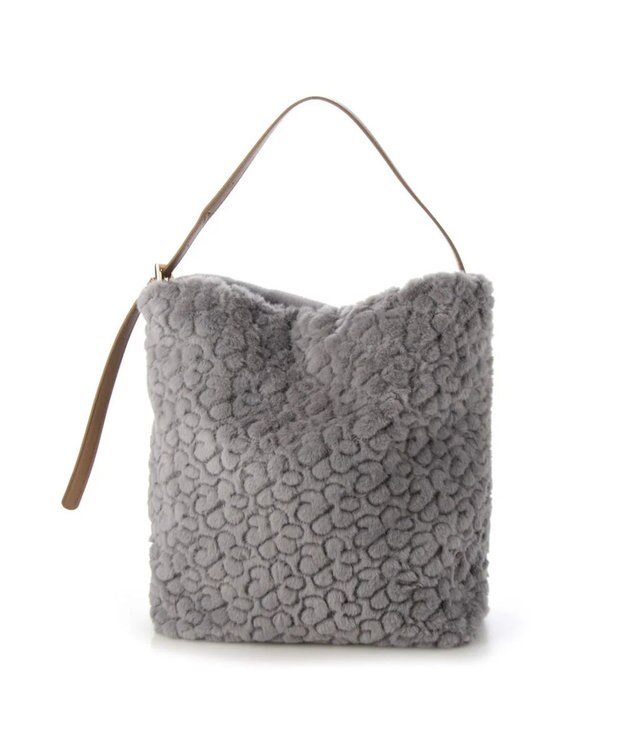 UNBILLION cachecache 花刺繍エコファーワンハンドルバッグ グレー