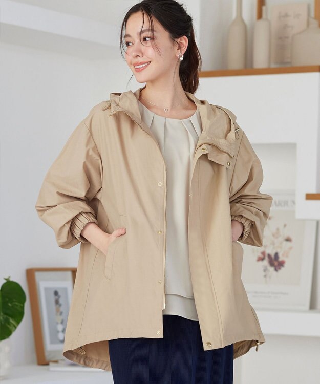 Tiaclasse L 撥水ドロストマウンテンパーカー ベージュ