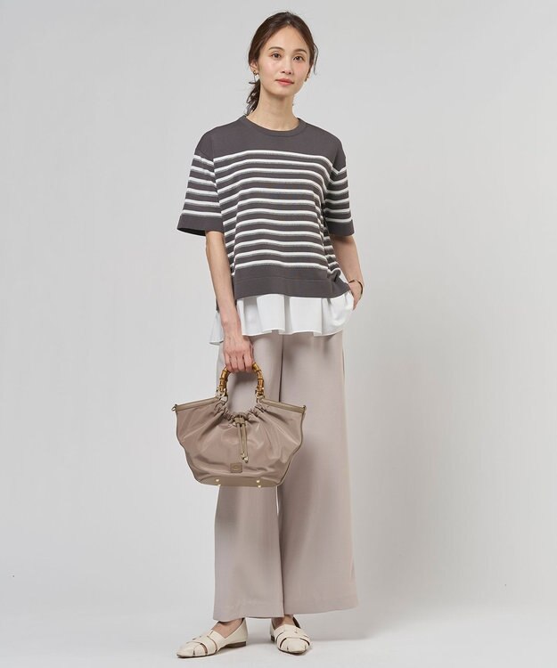 J.PRESS LADIES 【2way】ギャザーバンブー トート バッグ ベージュ系