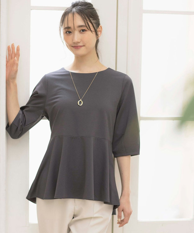 ANY SIS S 【接触冷感/UVカット】サカリバ ペプラム プルオーバー スレート