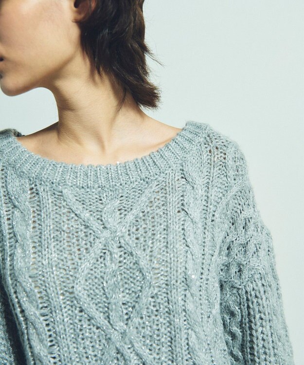 GRACE CONTINENTAL スパングルケーブルニット グレー