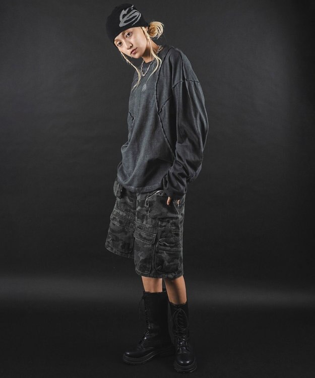 WEGO 【ユニセックス着用ITEM】MA55IVE　コールドダイスウィッチングロゴT（LS） スミクロ