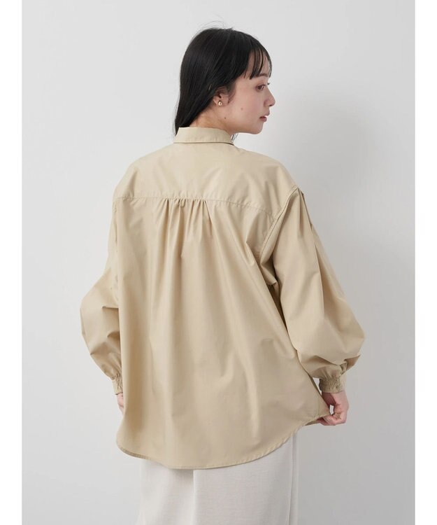 earth music&ecology 袖タックブラウス Beige