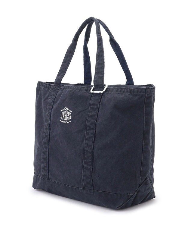 J.PRESS MEN コットンキャンバス オーバルトートバッグ ネイビー系