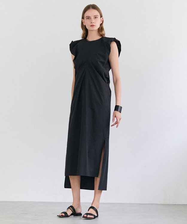 BEIGE， MALLOW / コットンタック バルーンスリーブドレス Black