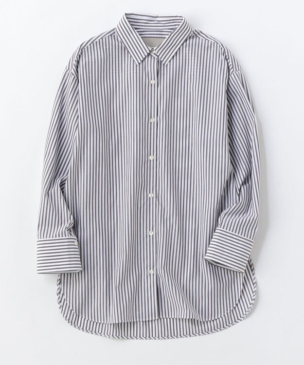 UNFILO 【抗菌防臭】イージーケア オーバー シャツ ブラウンストライプ