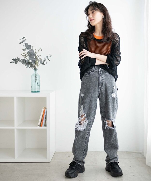 WEGO ヘビークラッシュローライズパンツ ブラックその他