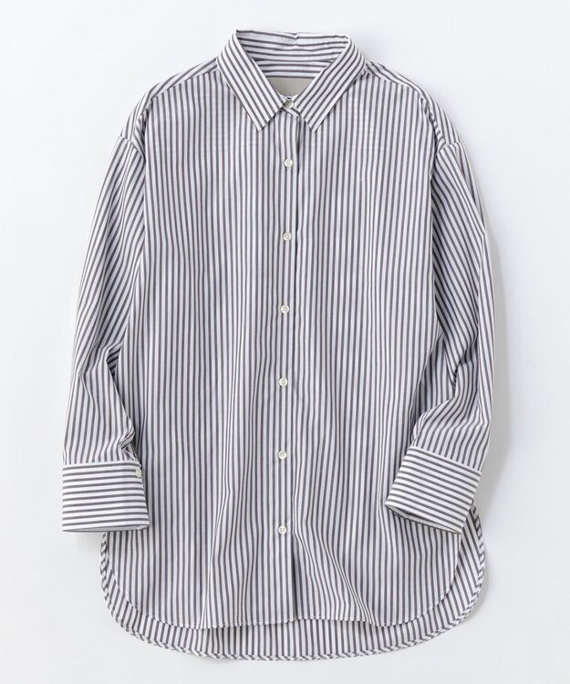 UNFILO 【抗菌防臭】イージーケア オーバー シャツ ブラウンストライプ