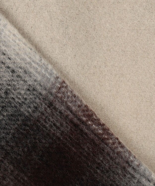 自由区 【リバーシブル】ウールリバー ノーカラーロングコート キャメル系