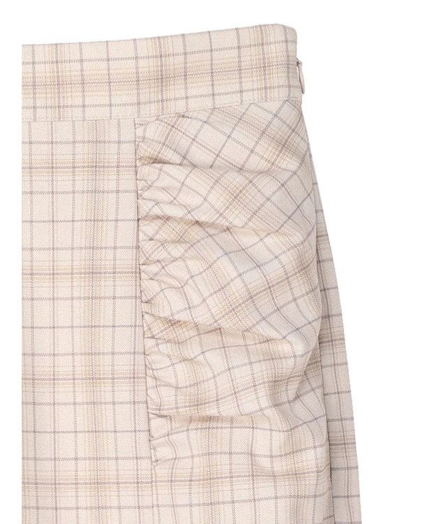 earth music&ecology ギャザーナロースカート Check Beige