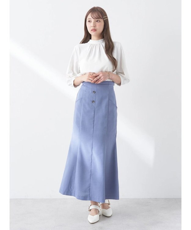 earth music&ecology ２ｗａｙフリル７分袖ブラウス Off White