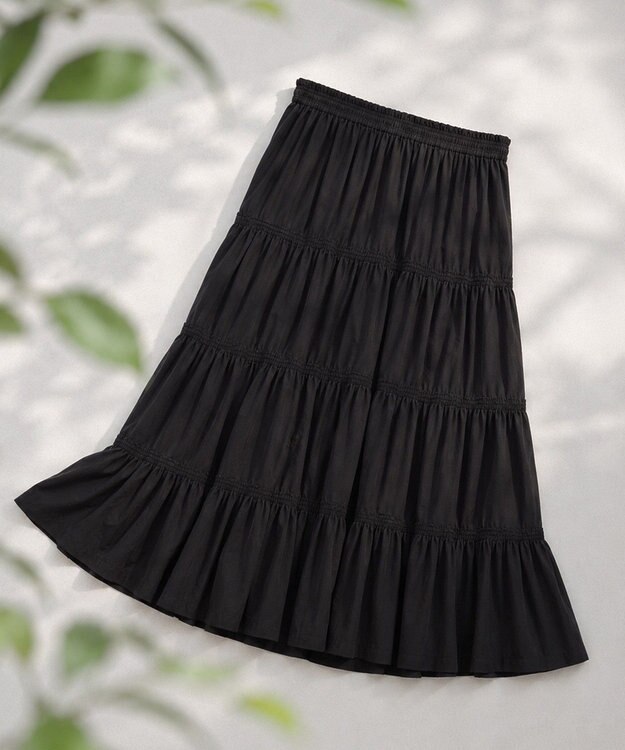 CRAFT STANDARD BOUTIQUE インド製 ティアードスカート Black