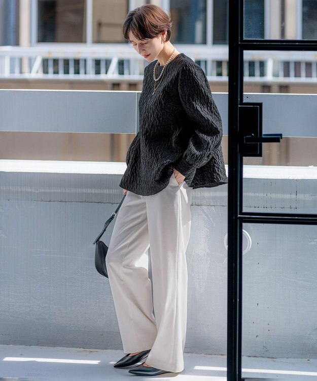 23区 【VERY3月号掲載/洗える】TRコンフォートストレッチ ワイドパンツ アイボリー系