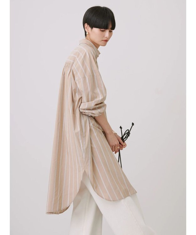 AMERICAN HOLIC バックギャザーシャツワンピース Stripe