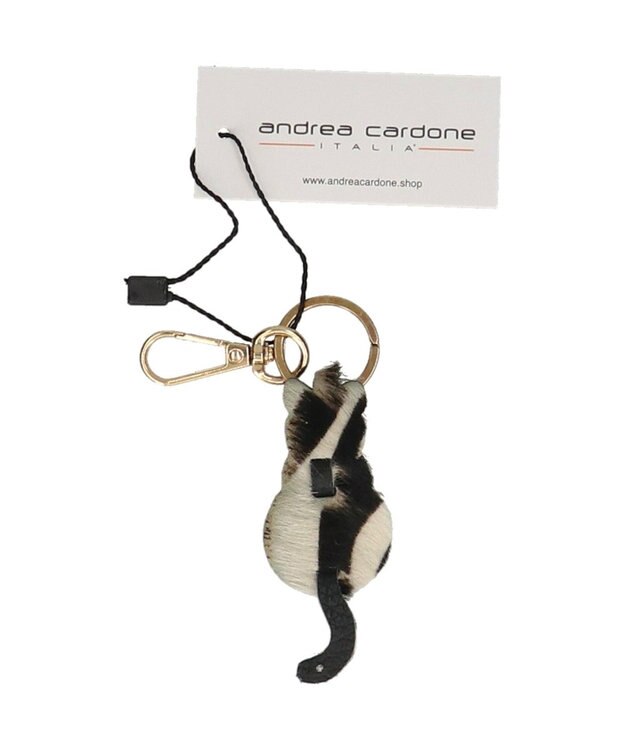 INTER-CHAUSSURES 【ANDREA CARDONE】ネコ型レザーキーチャーム ブラックコンビ