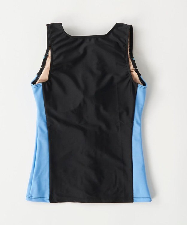 OP／FILA タンキニフルジップフィットネス水着 ブラック×ターコイズ