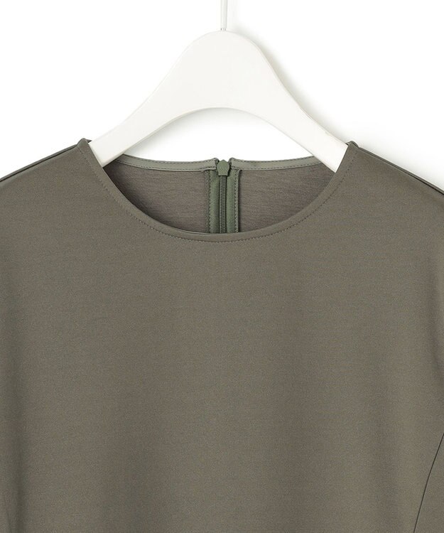 ICB 【洗える】リバーストレッチジャージー ペプラムカットソー アッシュカーキ系