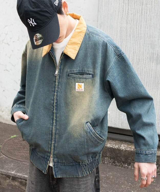 WEGO ワーカーズWジップデニムブルゾン デニム中濃加工色
