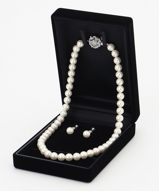 パール ネックレス 2本 パールイヤリング セット 箱つき 留め具シルバー 即納】あこや真珠 ネックレス セット(ピアス/イヤリング付き