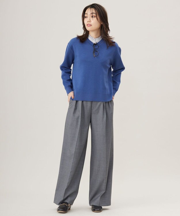 J.PRESS LADIES L 【洗える】FINE SWEAT ニット ブルー系