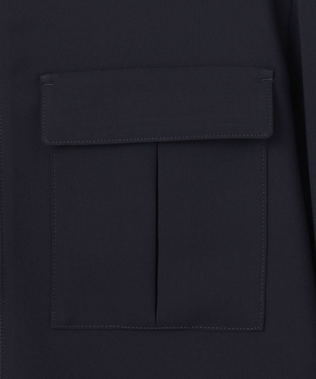 BEIGE， 【洗える】JASMINE / スタンドカラージップブラウス Navy